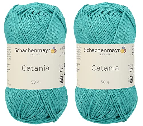 Image of [ Set of 2 Skeins ] Catania Yarn Schachenmayr Originals 100% Mercerized Cotton Yarn, Total 3.52 Oz. Each 1.76 Oz (50g) / 136 Yrds (125 m) Amigurumi Yarn Fine-Sport 2 (253 Jade)