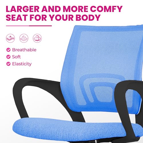 Image of Casa Copenhagen, Ergonomic Desk Chair Mesh Computer Chair with Lumbar Support Armrest Executive Rolling Swivel Adjustable Mid Back Chair - Powder Blue & Black Handle