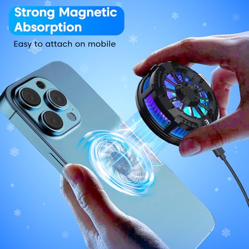 Image of Mobile Cooling Pad Mobile Cooler Gaming Fan for Instant Cooling Advanced Refrigeration Chip and LED Temperature Display Compatible for Android and iPhones (Black, 5.7 CM)