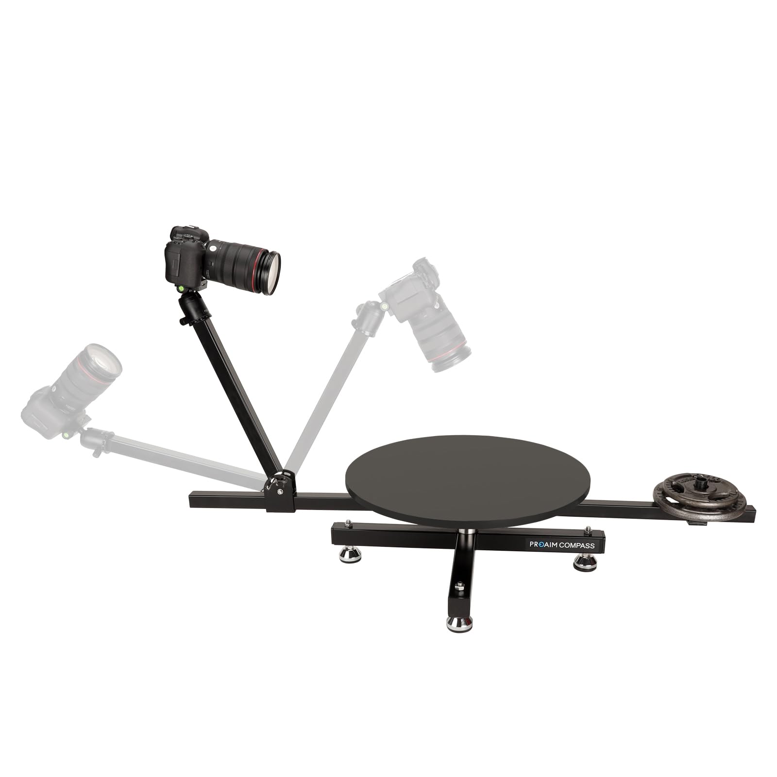 Proaim Plataforma giratoria para cámara Compass para cabinas Fotos y vídeo | Plataforma giratoria de 360°, soporta hasta 150 kg para smartphones, cámaras DSLR y creación de contenido.