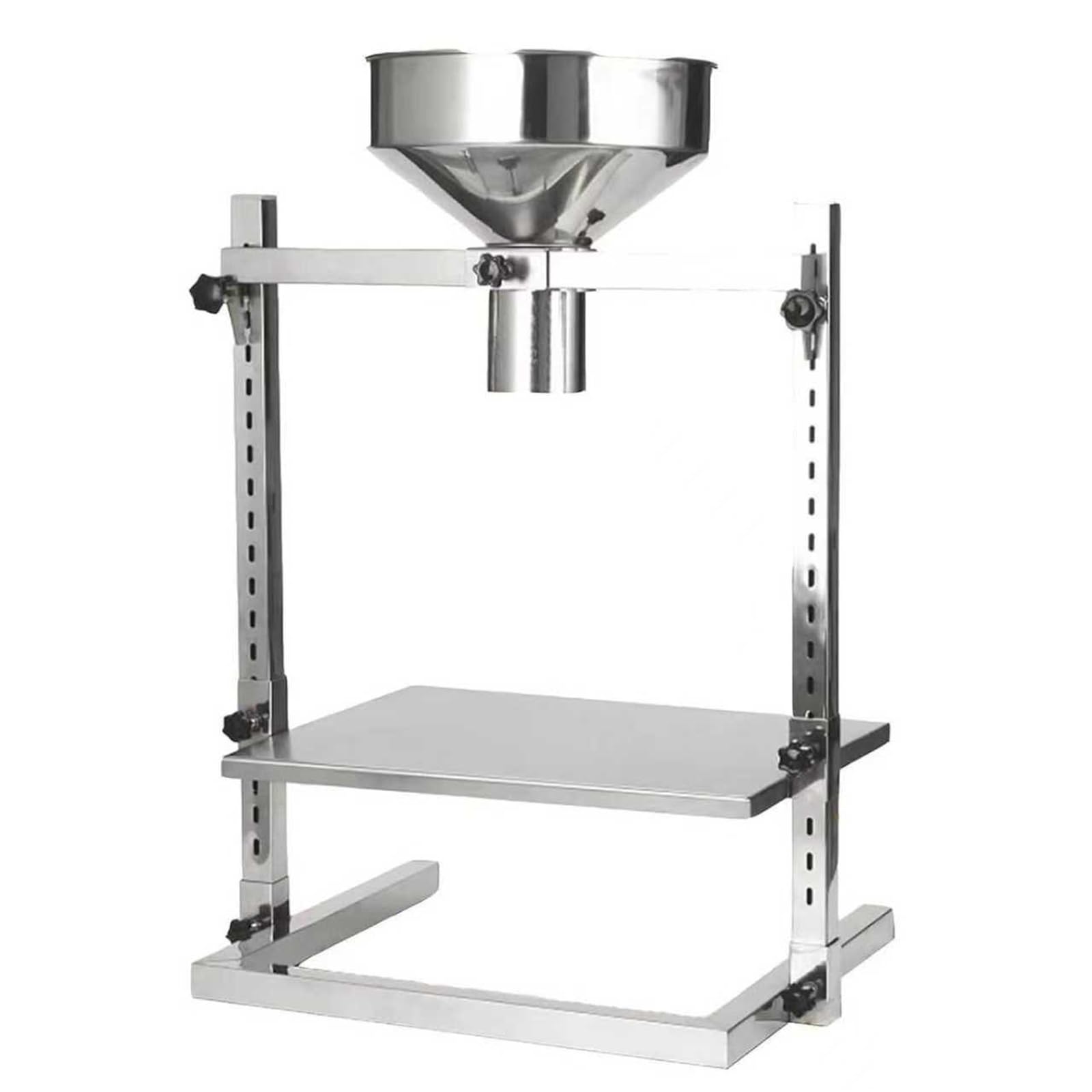 Embudo de llenado manual de tolva de alimentación, diámetro de salida de 6 cm, altura ajustable con soporte de soporte, ideal para embalaje de polvo, líquido y gránulos