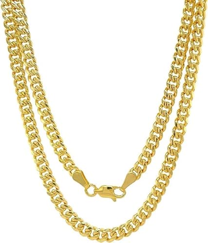 SHOP WGS 10K Solid Gold Cuban Link Chain for Men & Women - Diamond Cut Real 10K Yellow Gold Cuban Link Curb Chain Necklace for Men with Lobster Claw Clasp Jewelry (2 MM, 18