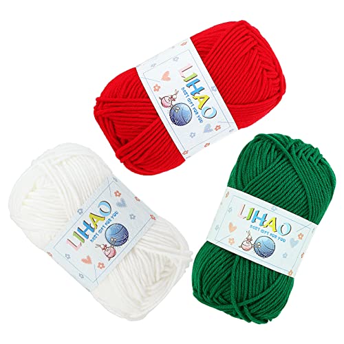 LIHAO 3 Stück Acrylwolle 50g x 3 Farben Wolle Zum Häkeln Strickgarn Handstrickgarn Zum DIY Basteln Kunstwerk