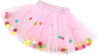 تنورة توتو من التل مكونة من 3 طبقات، فستان أميرة للرقص مع كرات بوم بوم ملونة لحفلات الأداء للبنات من 1-6 سنوات من ان سي تي سيتي
