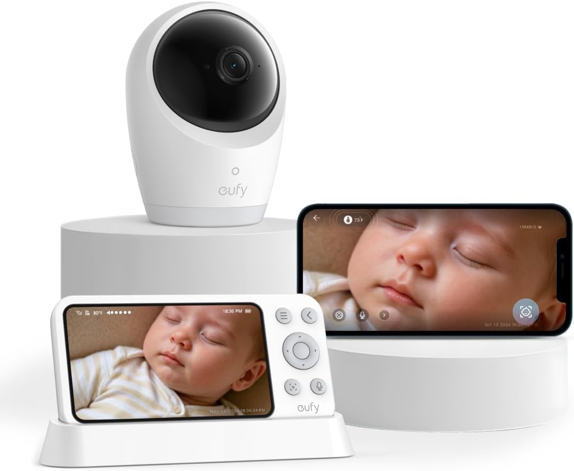 eufy Baby Monitor with E21 Camera, 4K UHD, 5 Inch Display (720p), Hybrid/Offline Wi-Fi Mode, App Control and Monitor