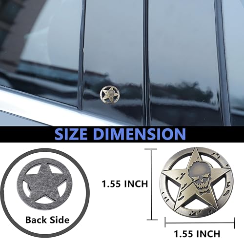 Image of Star Skull Emblem for Car Windows, Trucks, Hood, Laptops Car Decoration (Bronze)