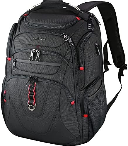 KROSER TSA Friendly Travel Laptop Backpack 17.3 inch XL Computer Backpack Water-Repellent College Daypack Business Backpack with RFID Pockets & USB Port for Men/Women-Black