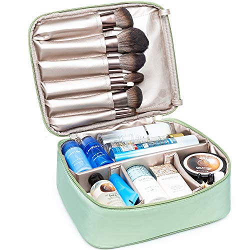 Travel Makeup Bag Large Cosmetic Bag Makeup Case Organizer for Women and Girls (Mint Green)