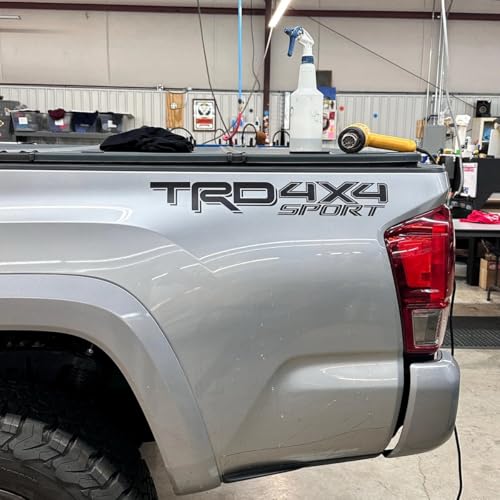 Image of 4x4 Sport Bedside Decals for Pickup Trucks - Matte Decal on Clear Gloss Vinyl - Black - Set of 2
