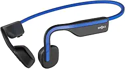 SHOKZ OpenMove – Fones de ouvido esportivos Bluetooth abertos, fones de ouvido sem fio de condução óssea, à prova de suor para corrida e exercícios, com pacote de adesivos (azul)