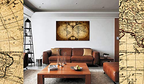 Welmeco WMK180905-2 Large 36 Inchx60 Inch Ancient Map Of The World Wall Canvas Prints Retro Map Poster Framed And Stretched Painting Vinitage Old Map thumb #1