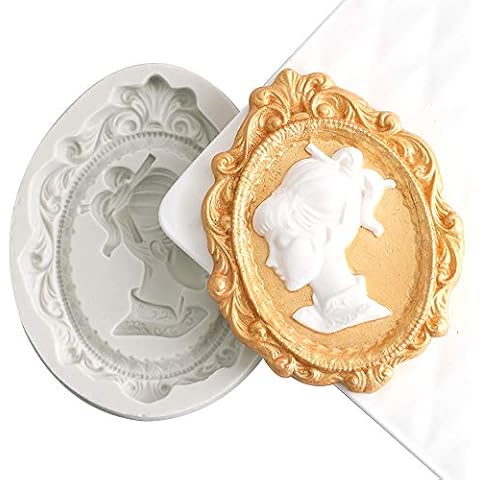 Vintage Victorian Oval Cameo Frame Photo Mirror mold Fondant Chocolate Candy Mold (Style Two) Cover