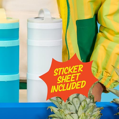 Image of Whiskware Stackable Snack Containers for Kids and Toddlers, 3 Stackable Snack Cups for School and Travel, Tan /White /White