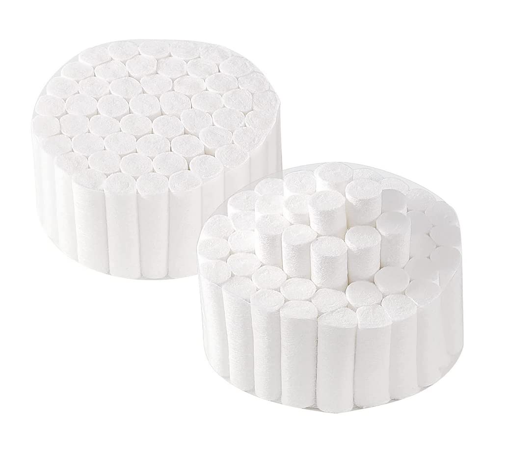 Annhua 100 PCS Cotton Rolls Dental Gauze Rolls, #2 Medium 1.5" Nose Plugs Rolled Cotton Ball - 100% Natural Cotton