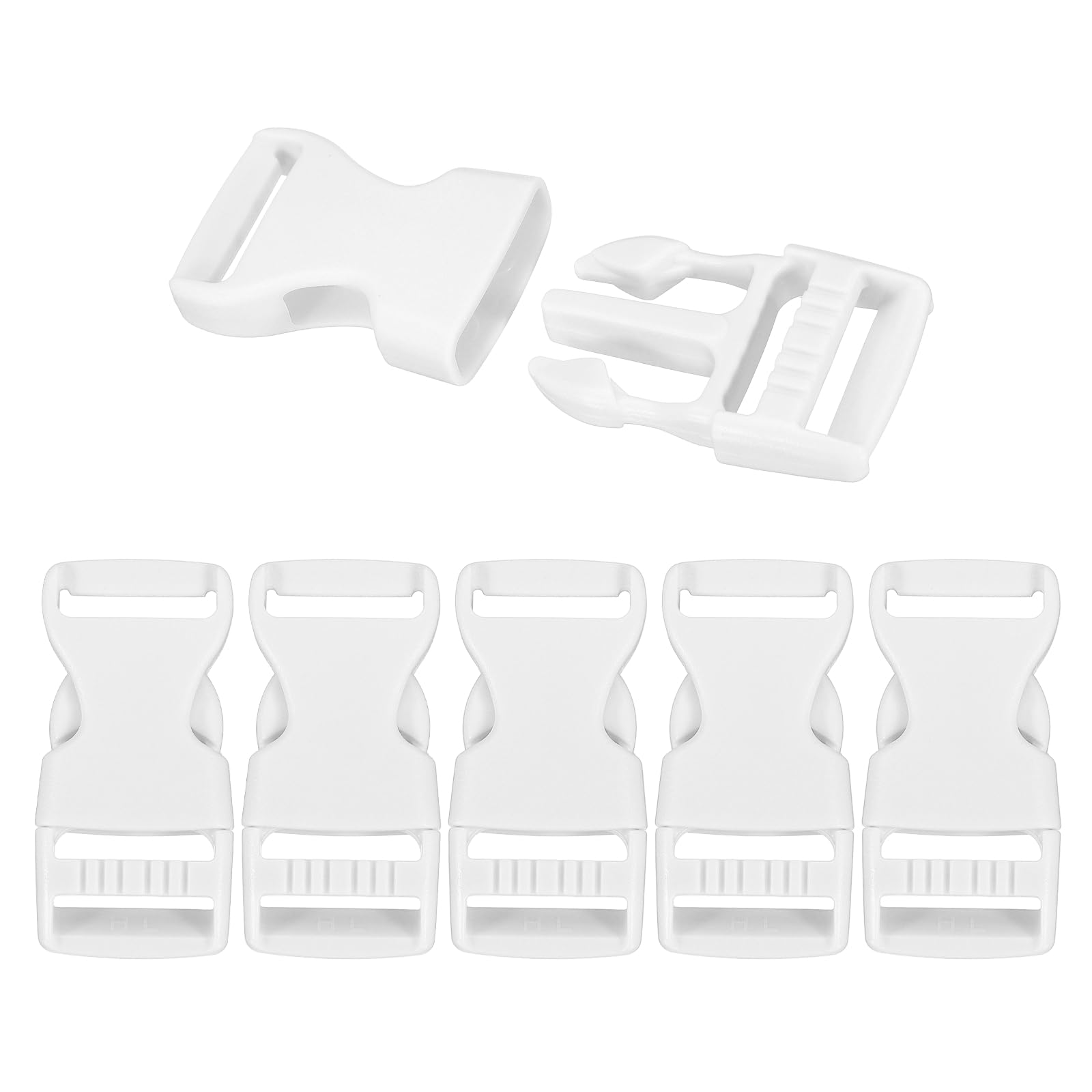 PATIKIL 6 Pack Quick Side Release Buckle, 1"(25mm) Plastic Buckle Clip Dual Adjustable Belt Snap Fasteners Clasp for Backpack Outdoor Paracord Bracelets Pet Collar, White
