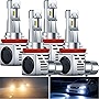 Tallew Pack of 4 H11 9005 LED Headlight Bulbs Combo, 6500K Cool White 24000LM Wireless Headlight LED Bulbs, H11/H9/H8
