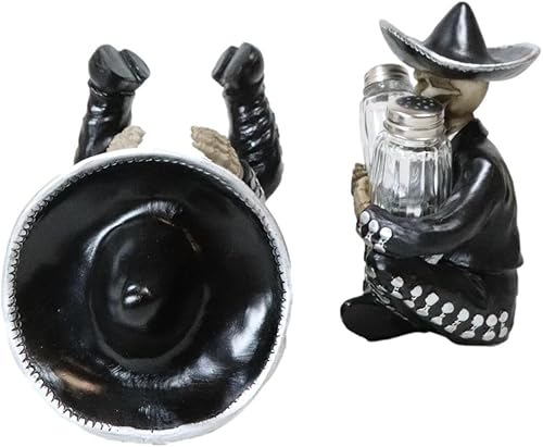 Miniatura 6 de Ebros Gift Juego de 2 figuras tradicionales del Día de los Muertos Esqueleto de Mariachi Folklore Banda Cantante de Vino y Salero Pimentero Salero