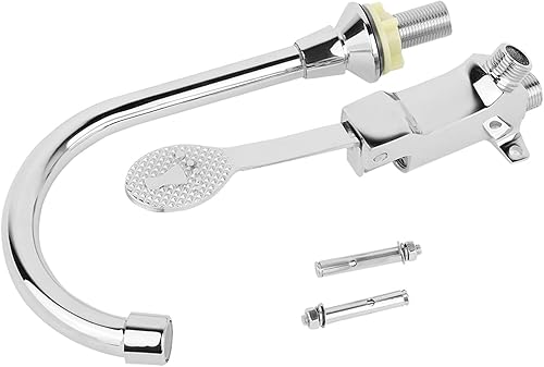 Miniatura 6 de Grifo de control de pie de cobre pedal montado en el piso grifo de lavabo interruptor de pedal para el hogar cocina hospital y laboratorio PVD