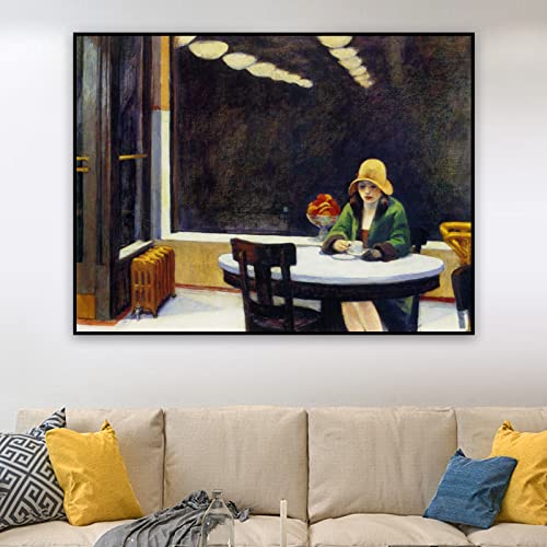 Zzpt Automat - By Edward Hopper Paintings Print - Fine Art Work Reprint Poster- Canvas Wall Art For Living Room Bedroom Home Wall Decor Unframed - Unique Gift For Women, Men (12X16In/30X40Cm) #TOP3