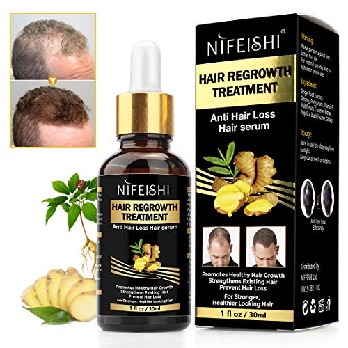 NIFEISHI Hair Regrowth Suero anticaída, ayuda al crecimiento del cabello y espesa el volumen del cabello, aprieta el folículo piloso (suero para hombres)
