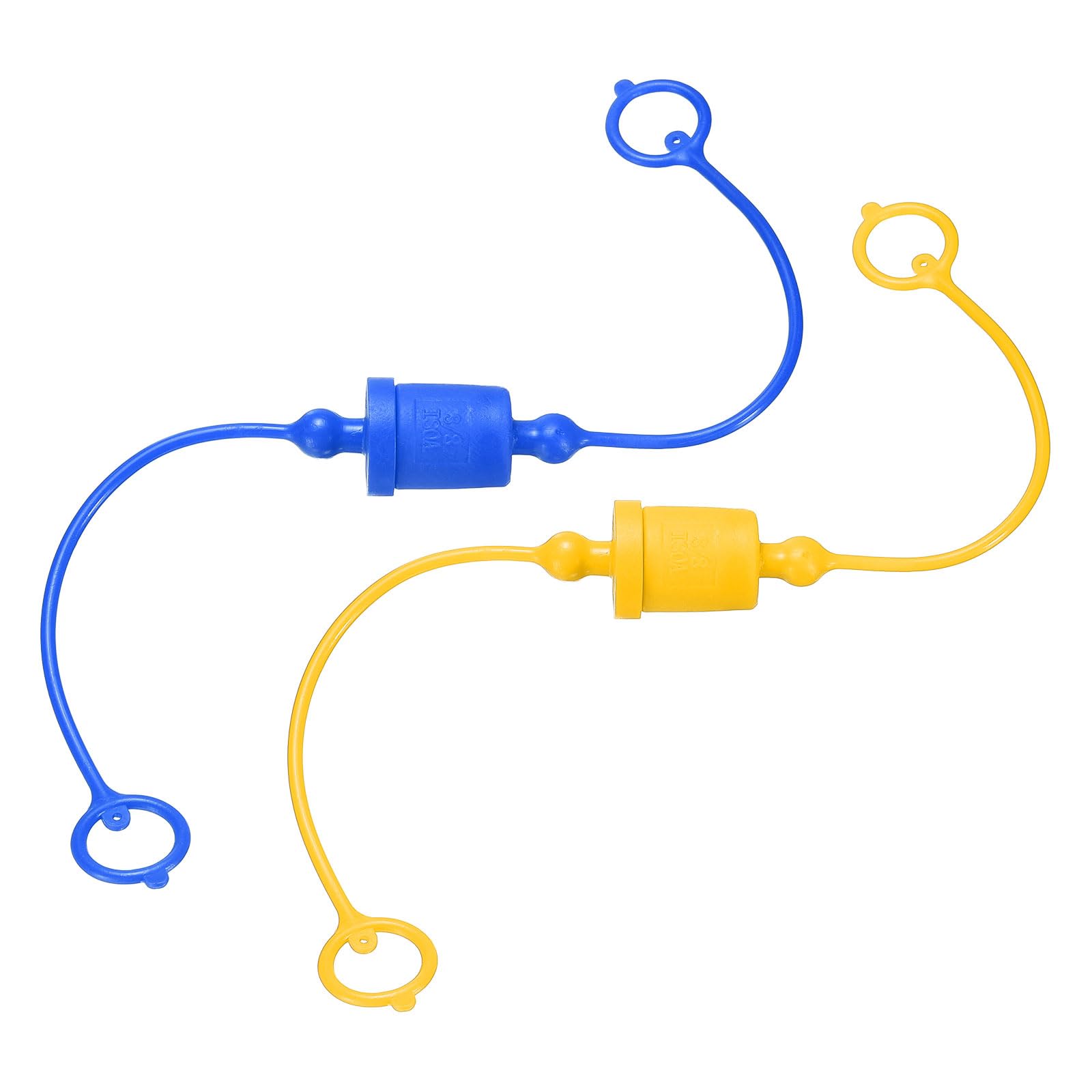 HARFINGTON 2Sets 3/8 Hydraulic Hose Dust Cap and Plug Kit, ISO-A Male Dust Cap &amp; Female Plug Cover Quick Disconnects Air Coupler Cover Port Plug Fittings with Retention Ring, Blue/Yellow