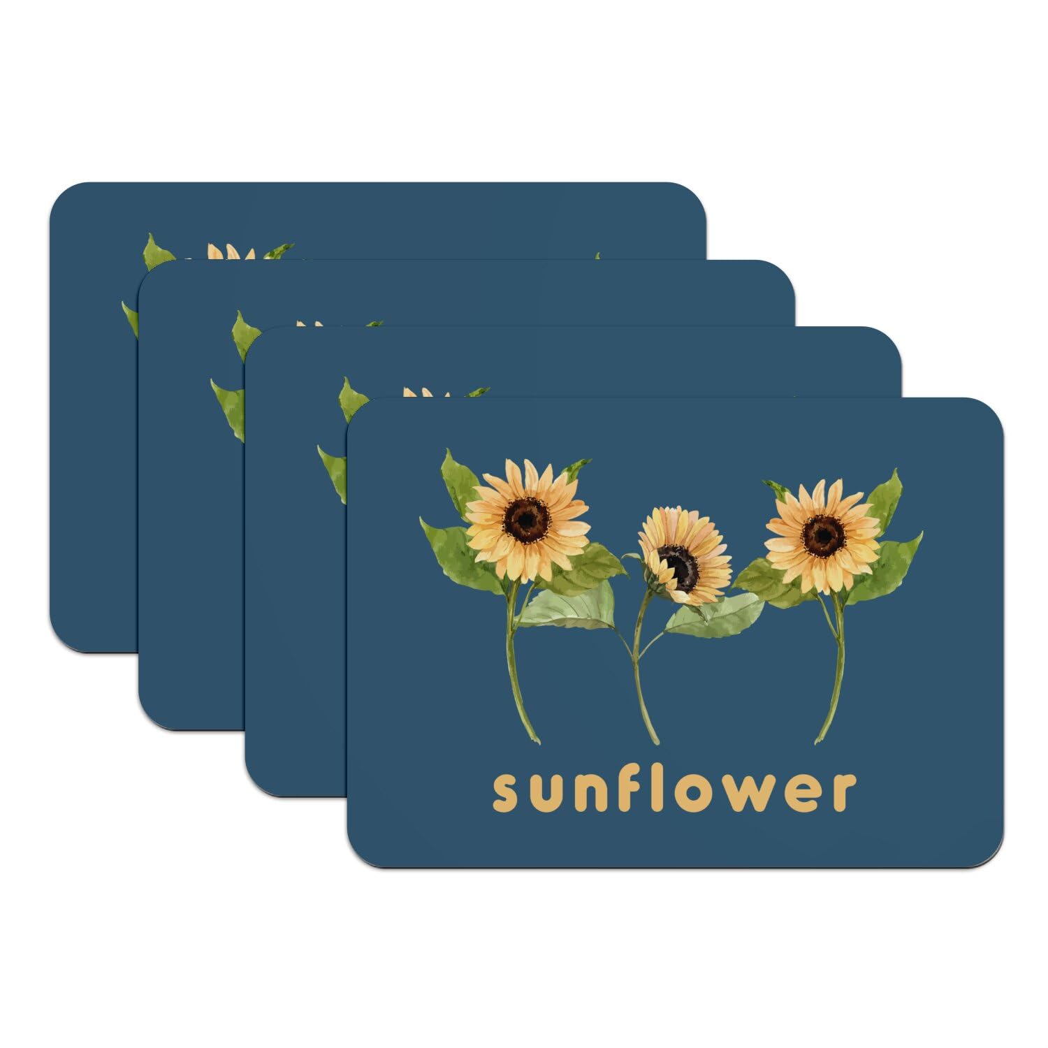 Sets de table bleu au motif tournesol aquarelle pour sublimer vos dîners au jardin