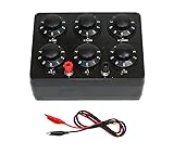 High Precision Decade Resistance Box 0-100KΩ (0.1Ω Step) - 6-Range Lab-Grade Resistor for Electronics Testing/Education/Industrial Use, Includes Red/Black Alligator Clips
