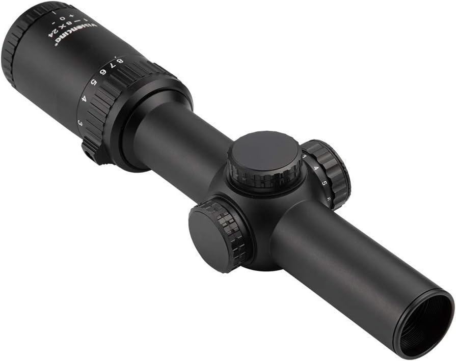 1-8x24 Second Focal Plane Rifle Scope, Long Eye Relief Riflescope 1/10 MIL Low Profile Turret Illuminated Red Dot for Hunting