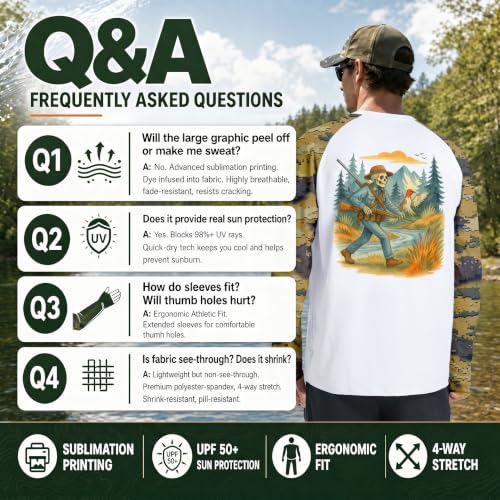 Riverruns Men's Camo Raglan Sleeve Graphic Shirt, UPF50+ Outdoor Top - image 8