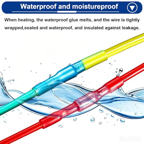 Conectores de cable termorretráctiles 22-10 AWG terminales impermeables Tnisesm tipo bala para barcos 6