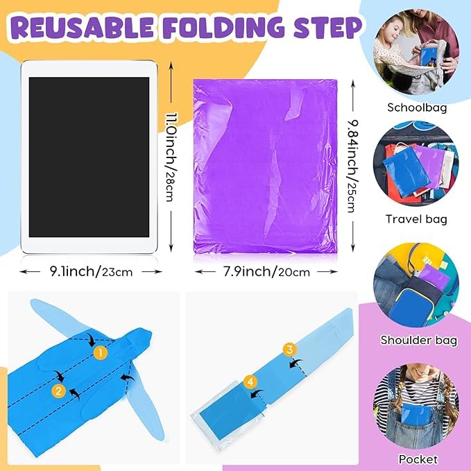 Image of BFONS 2-3 Pack Rain Ponchos for Kids, Reusable Raincoats for Boys Girls with Hood and Sleeves, Waterproof Rain Jackets
