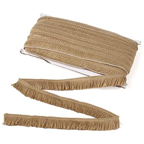 Beadthoven Borla Flecos de 25mm de Encaje de Fibra con Flecos Bordados en Cinta de 27 Yardas para Decoración del Hogar Cover