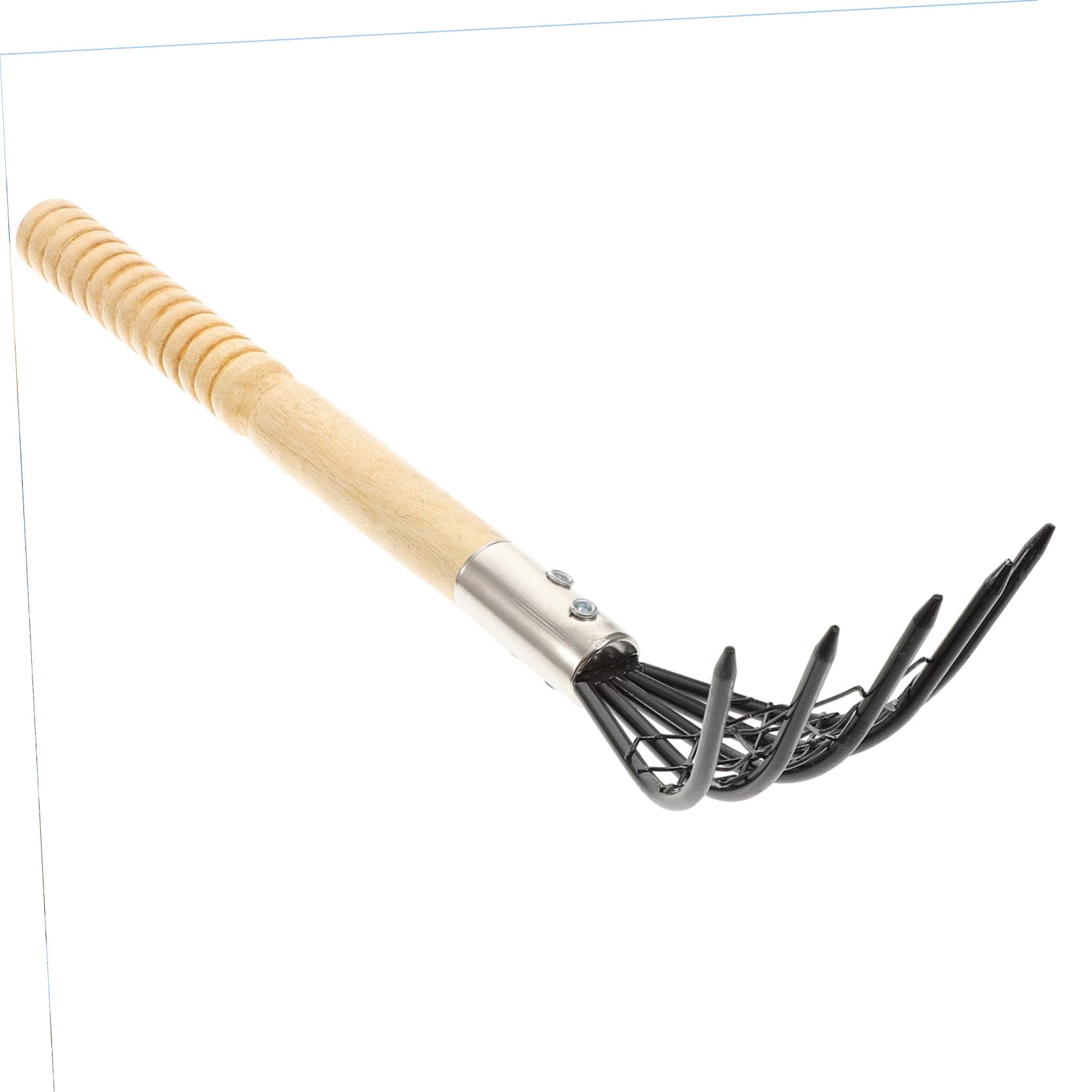 Râteau à Main En Bois - 4 Dents Acier, 27 Cm, Pour Palourdes, Plage, Jardin Et Camping