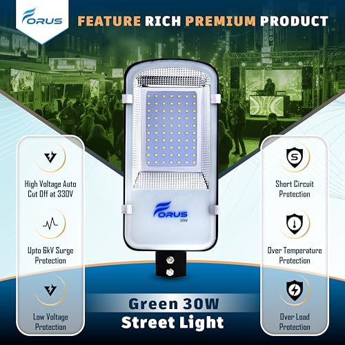 Image of Forus 30W Green Street Light Outdoor LED IP66 Waterproof Decorative Focus Lamp for Road Garden Events Security Terrace Landscape Pathway Building Festival Stage Party Celebration Lighting - 1 Pc