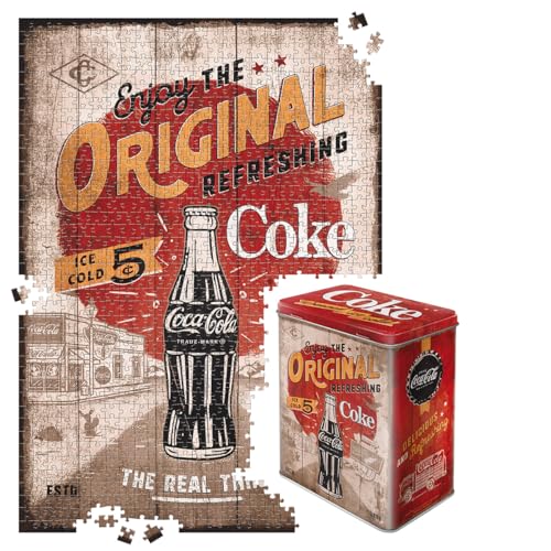 Nostalgic-Art Puzzle rétro 1000 pièces 68 x 48 cm Coca-Cola - Highway 66 - Idée cadeau pour les fans de Coke - Produit original sous licence (OLP) pour...