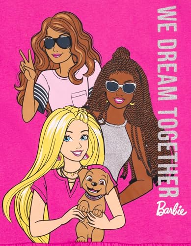 Barbie Big Girls Peplum T-Shirt and Twill Shorts Outfit Set Logo Hot Pink We Dream Together 10-12 - image 4