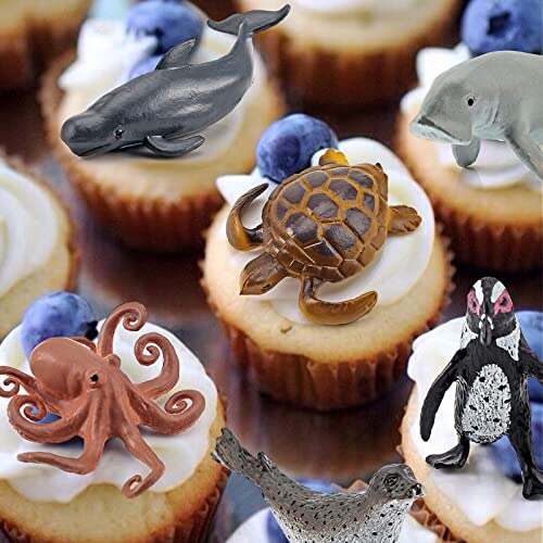 Sea Animals Figurines Whale Penguin Octopus Ocean Animals Figures Toy Play 12 Pcs Mini Set For Bath Toy Cake Decoration Birthday Gifts #TOP6
