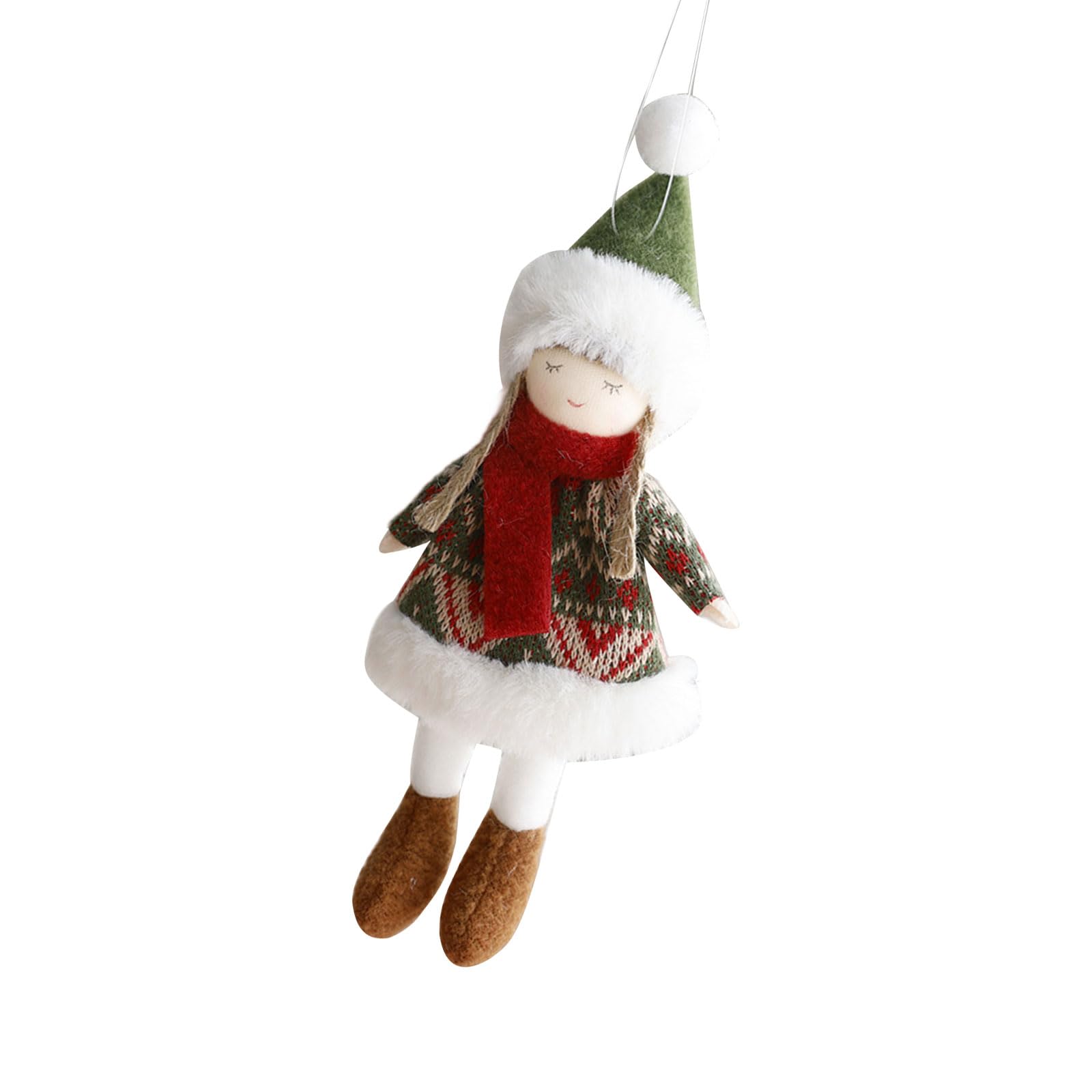 carotoe Dolls Pendant Christmas Tree Adornment Girl/Deer/Santa/Snowman Figurine Hanging Decorations for Indoor Outdoor Holiday Decoration