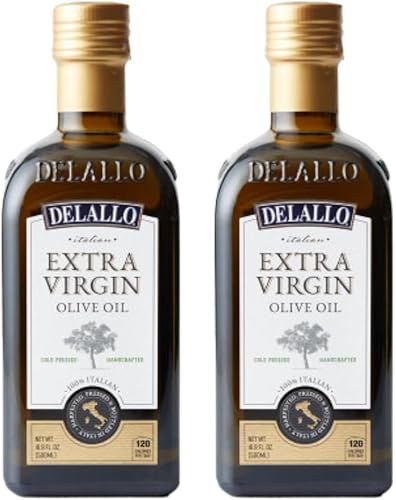 DeLallo Aceite de oliva virgen extra, botella de 16.9 onzas, paquete de 2, fabricado en Italia, primer prensado en frío, sabor brillante y atrevido,