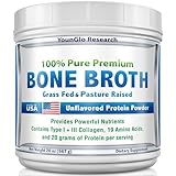 YounGlo Research Bone Broth Beef Protein Powder 20 oz, High Collagen & Gelatin from Grass Fed Bovine, Delicious Marrow Benefits for Soups & Sipping Broths, Unflavored Animal Based Keto Concentrate