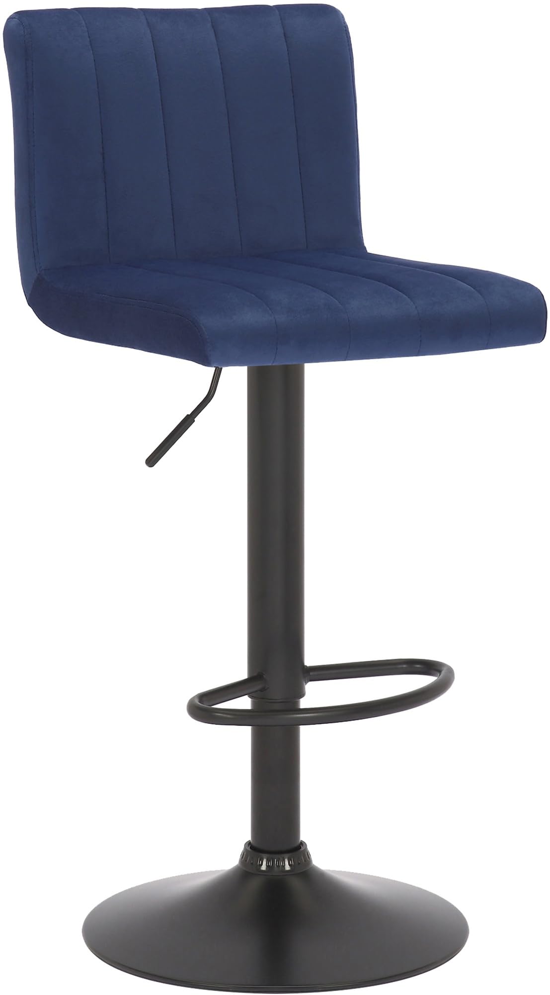 CLP Tabouret De Bar Jamie en Velours I Chaise Haute De Bistrot avec Repose-Pieds Hauteur Réglable Pivotant | Couleur Bleu