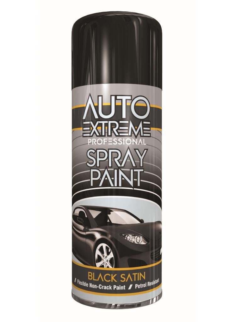 AlezyB - 12 x Auto Extreme Black Satin Spray Paint 400ml Professional Quality, Perfect Finish Multipurpose Aerosol for Cars, Bikes,Vans, Metal, Wood