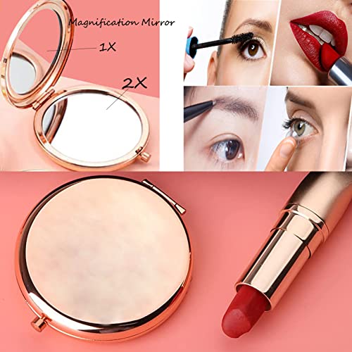 Espejo compacto redondo para maquillaje LQRI rosa miniatura 5