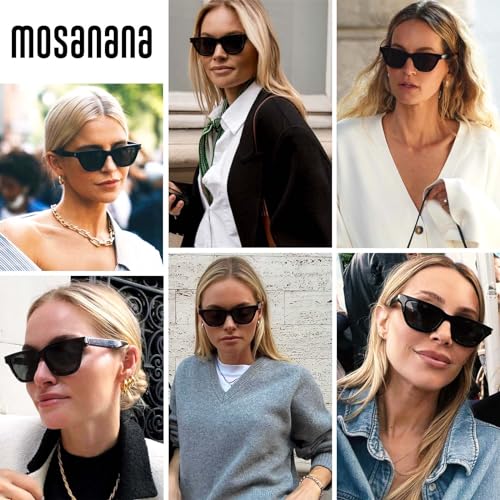 mosanana Trendy Small Cat Eye Polarized Sunglasses for Women Retro Square Narrow Skinny Sun Glasses MS523584