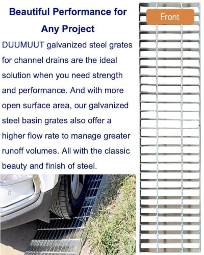 Image of Galvanized Steel Drain Grate, Driveway Channel Cover 40x10 in
