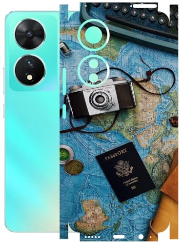 Image of AtOdds - Full Body Back Screen Guard Protector Film - Lamination Wrap Skin Sticker Compatible with VIVO T2 (5G) | Scratchproof Matte Finish (Travel Map)