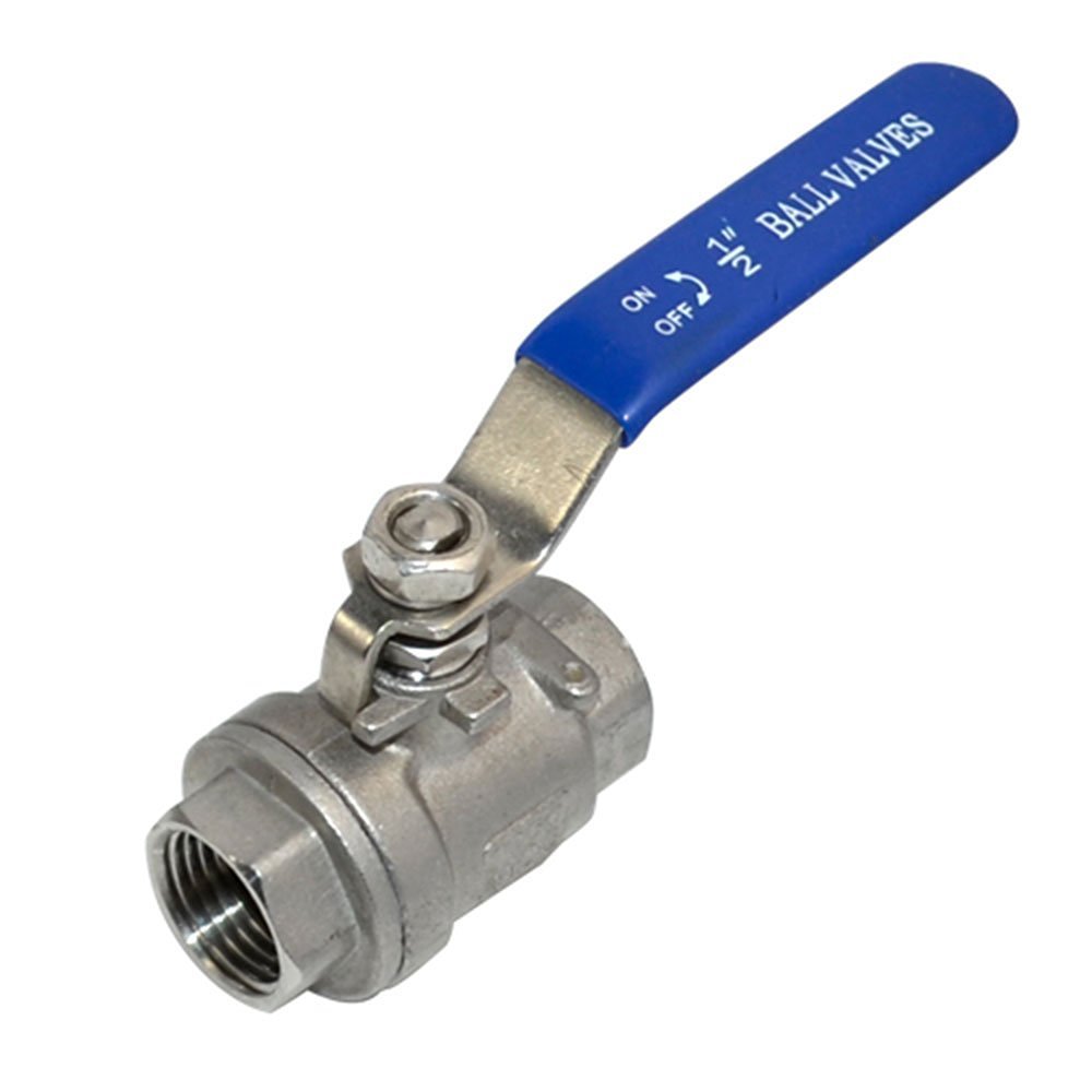 316 Stainless Steel 1/8"~2" Full Port Ball Valve with Blue Vinyl Handle, NPT Female x Female Thread,1000 WOG (1/2")