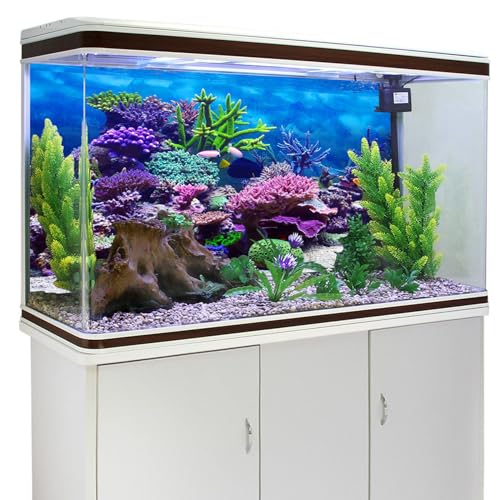 Image of YongFoto Ocean Theme Fish Tank Background 36x18 inch Coral Seaweed Reef Rock Tropical Fish Underwater Sea World Polyester Backdrop Reptile Habitat Terrarium Aquarium Background