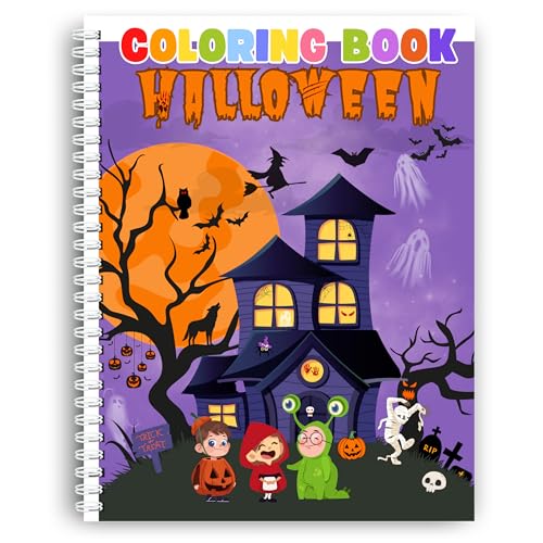 Halloween Coloring Book for Kids. Spooky but Cute Halloween Coloring