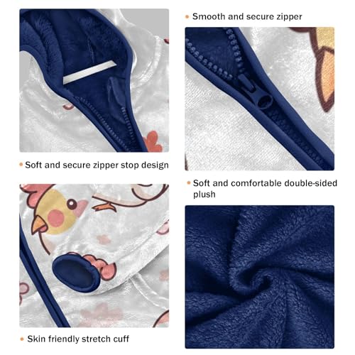 Cute Chicken Girls Fleece Jacket Girls Fall Jacket Girls Zip Up Hoodie Girls Sherpa Jacket 2-10T3